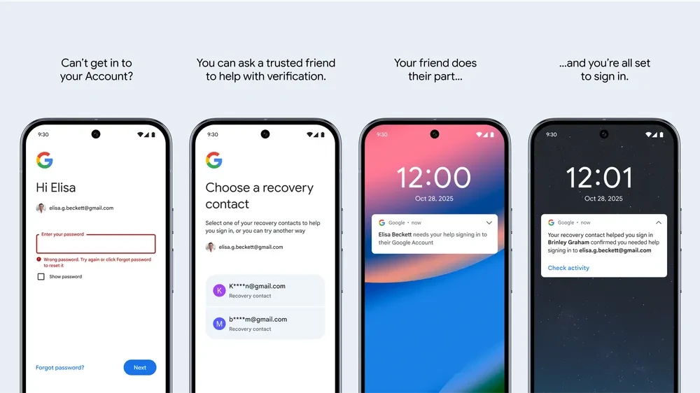 Google memungkinkan kontak terpercaya untuk pemulihan akun