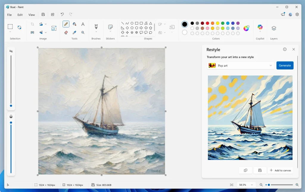 Microsoft perkenalkan fitur Restyle berbasis AI untuk Paint