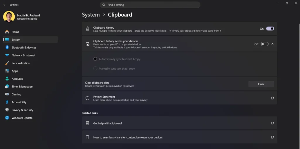 Cara mengaktifkan dan menggunakan Clipboard History di Windows